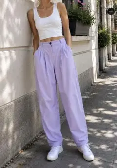 ZARA ザラ テーパードパンツ カジュアル ラベンダーのサムネイル