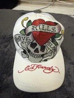 Ed Hardy スカルとバラ刺繍キャップ