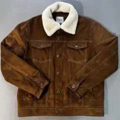 【ZARA】フェイクスエード ボアジャケット（取り外し可能襟）