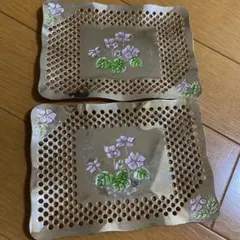 【純銅製】花模様の金属製シルバー皿　70g