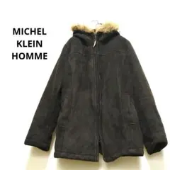 ☆MKオム 46 こげ茶 スエード調フード付ジャンパー ラクーン クリーニング済