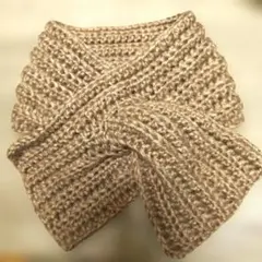 ベージュ 系ミニマフラー、メランジモヘア