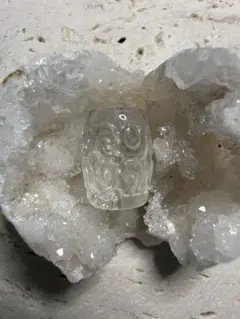 水晶 マニ車 天珠 ビーズ 彫り クリア