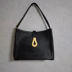 マリー・クレール黒のレザーハンドバッグ ゴールド金具