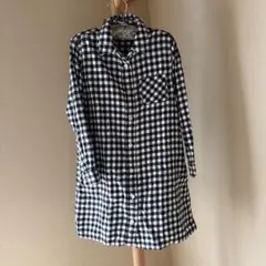 無印良品　チェック柄長袖シャツワンピース