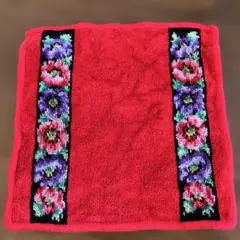 FEILER フェイラー タオルハンカチ 花柄 レッド系