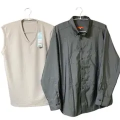 B&T CLUB 長袖シャツ 3L チャコール ＆ 冷感インナー XL ベージュのサムネイル