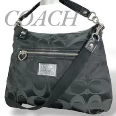 コーチ 2way ハンドバッグ ショルダーバッグ シグネチャー POPPY 黒