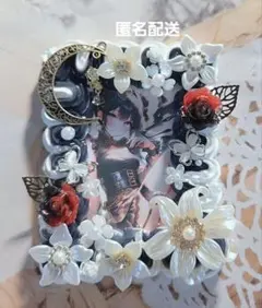 【ハンドメイド】ホイップデコ B8 硬質カードケース レッドブラックローズ