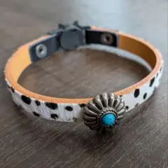 【No.18】ねこ用レザー首輪（裏面キャメル）