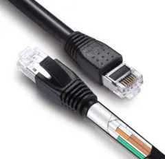 CAT8 LANケーブル 40Gbps 2000MHz 1m, ブラック