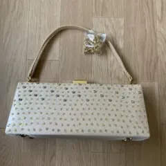 ビジュー装飾 ベージュ パーティーバッグ