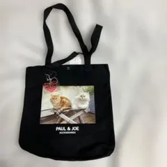 PAUL & JOE 猫プリント トートバッグ クリスタルハート付き