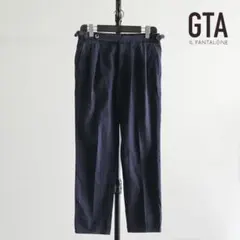 GTA Herrick 2タック　コットンヘリンボーントラウザーズ ネイビーのサムネイル