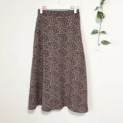 【美品】【ショコラフィネローブ】花柄ロングフレアスカート　マキシ丈　ウエストゴム