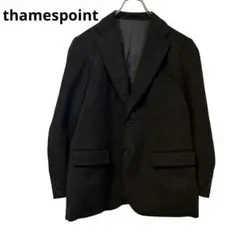 高級 カシミヤ100% thamespoint テーラードジャケット 黒 秋冬