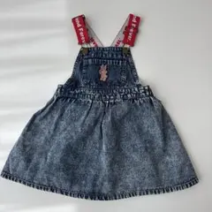 バースデイ購入 futafuta ウサギ刺繍デニムジャンバースカート