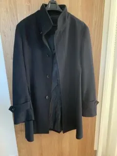 メンズ　スタンドカラーコート　ネイビー　比翼仕立て
