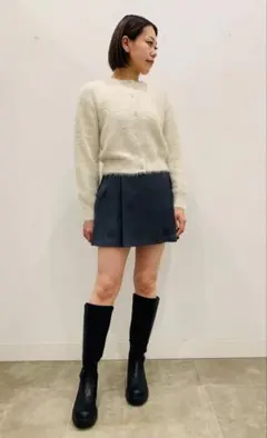 GU シャイニークルーネックカーディガン 화이트