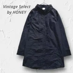 Y5458【ヴィンテージセレクトバイハニー】ピンタックシャツワンピース 黒 M