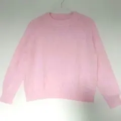 【新着】淡い上品な色合いの ピンク ラウンドネック 長袖セーター L サイズ