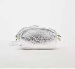 ZARA メタル加工　ショルダーバッグ　シルバー　ポシェット