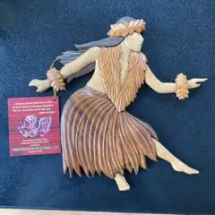 ハワイ　フラダンス　フラダンサー女性木彫りオーナメント