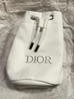 未使用・Dior ホワイト ノベルティ巾着ポーチ