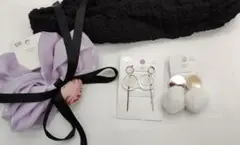 ヘアバンド、シュシュ、ピアスセット