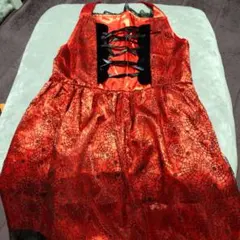 赤いクモの巣模様コスチューム エプロン ハロウィン