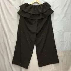 Chico ラインストーン ルーズ スラックスパンツ 取り外しフリル付き