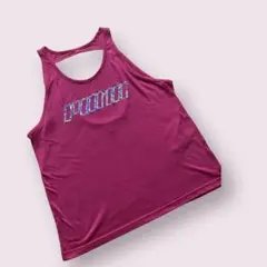 ショッキングピンク　PUMA タンクトップ　オープンバック　ヨガ　ズンバ