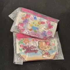 サンリオ　ガチャガチャ　プールバッグ風ミニポーチ2個セット　キティ　ウサハナ