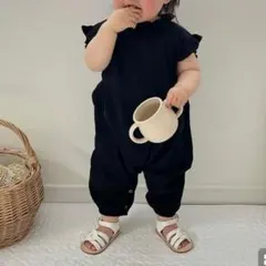 linen sleeve overall┊black