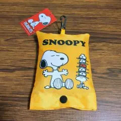 SNOOPY　☆ スヌーピー　折りたたみ　エコバッグ　 オレンジ　　ポーチ付き