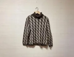 【C'EST MOIJEU】コーヒーブラウン モカ 幾何学 アルパカ100%