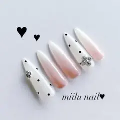 ベイビーブーマー　ワンホン　ネイルチップ　ちゅるん　ギャル　ロング　韓国　ドット