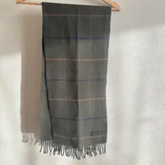 ウール グリーン系チェック柄 マフラー　MENS