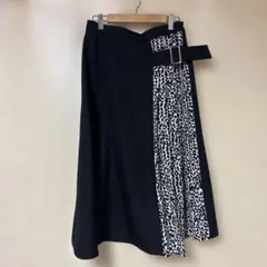 フレアスカート ブラック レオパード柄
