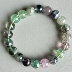天然 フローライト ブレスレット 多彩グラデーション 透明感あり 10mm