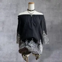 y2k 00s 平成 フェアリーグランジarchive ボヘミアン刺繍オフショルのサムネイル