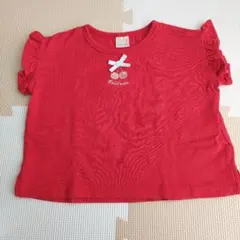 petit main 半袖Tシャツ 90 女の子 夏トップス　赤　フリル