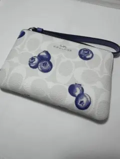 COACH コーナー ジップ シグネチャー キャンバス ブルーベリー