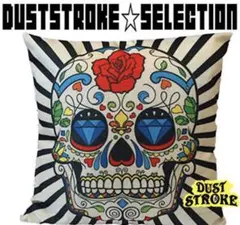 45x45 クッションカバー シュガー スカル 骸骨 ドクロ 男 女 白 黒