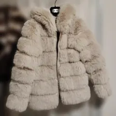 最終価格！SHEINファージャケットコートフーディ　XS ベージュ