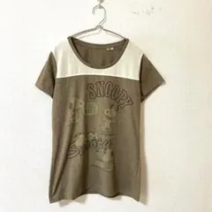 ☆ ユニクロ Tシャツ スヌーピー 綿混 クルーネック Uネック 半袖 L