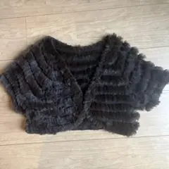 ダークブラウン ラビットファーボレロ セレモニーシーンなど