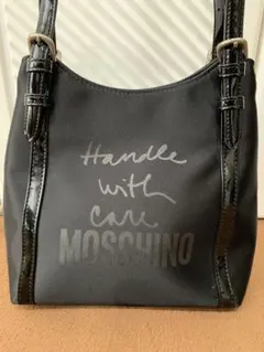 【希少・90s】MOSCHINO ヴィンテージ ハンドバッグ 取扱注意ロゴ