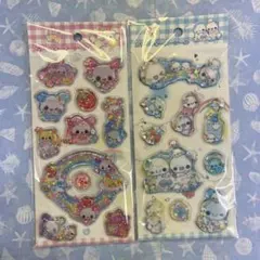 カラーウォーターシール 2枚セット キラキラ スパンコール 平成レトロ デコ