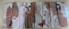 オレンジ系 蝶と草花模様 小紋　手拭い